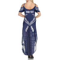 Personalized Talofa Samoa Summer Maxi Dress Ulafala With Toa Nifo'oti - Blue