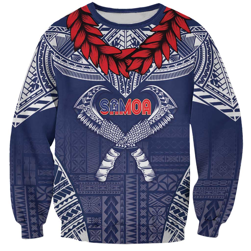 Personalized Talofa Samoa Sweatshirt Ulafala With Toa Nifo'oti - Blue LT7 Unisex Blue - Polynesian Pride