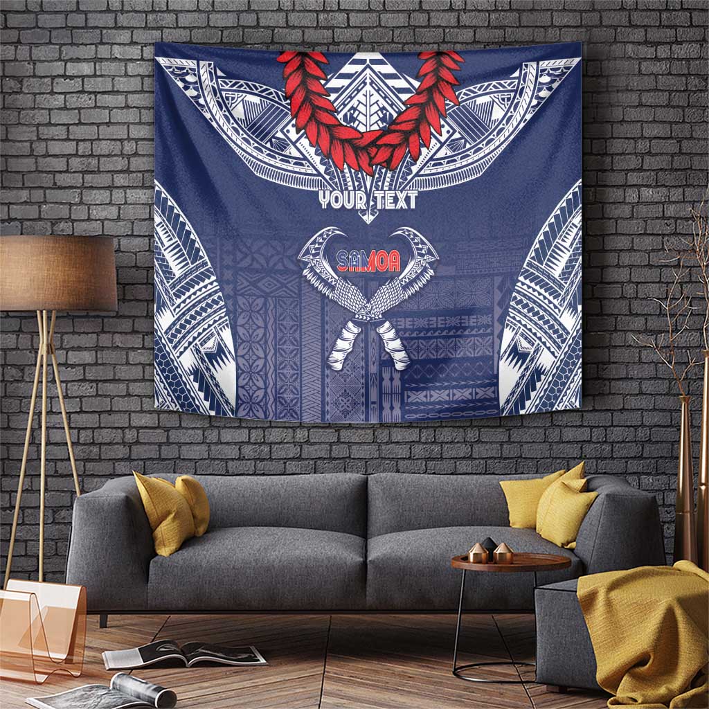 Personalized Talofa Samoa Tapestry Ulafala With Toa Nifo'oti - Blue LT7 Blue - Polynesian Pride