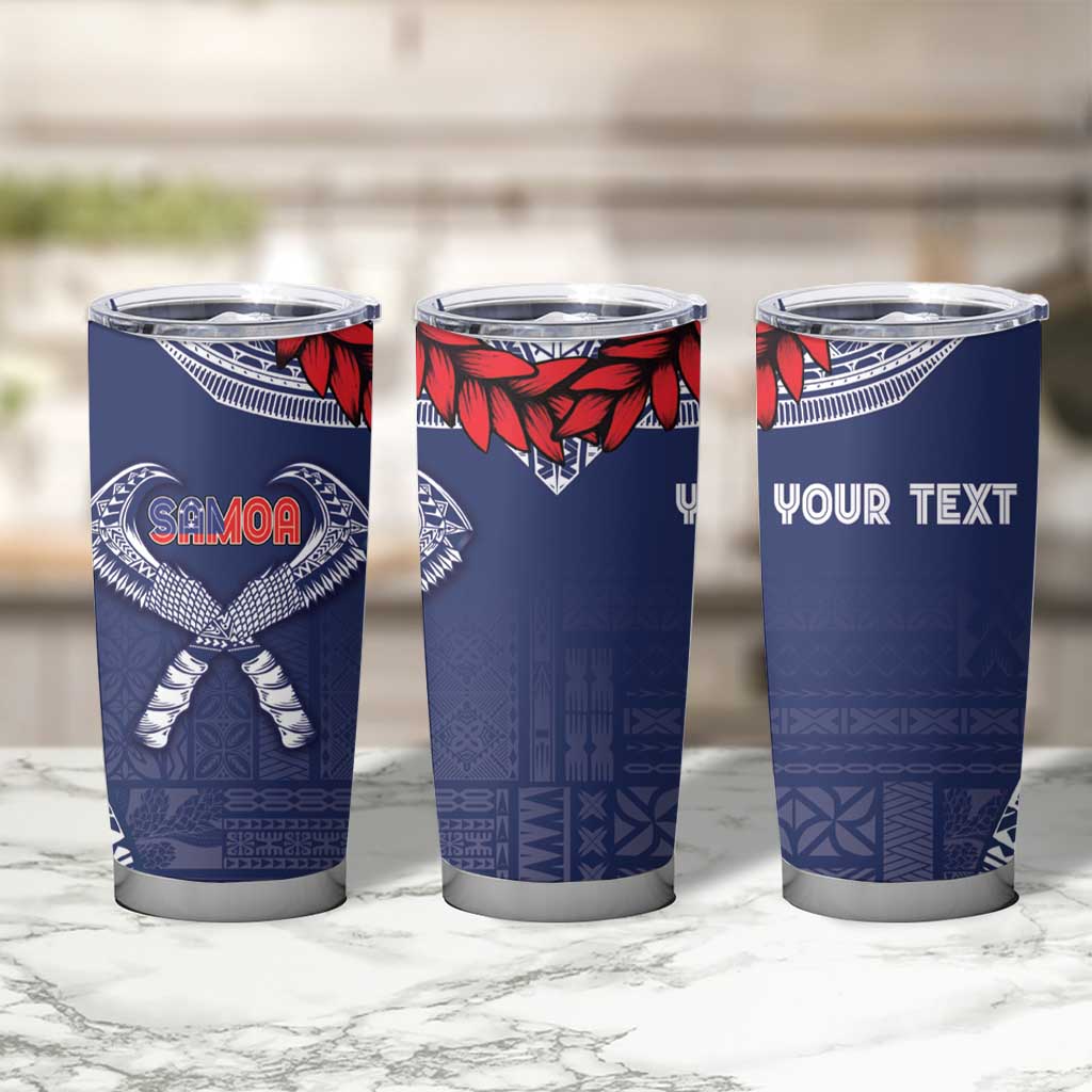 Personalized Talofa Samoa Tumbler Cup Ulafala With Toa Nifo'oti - Blue