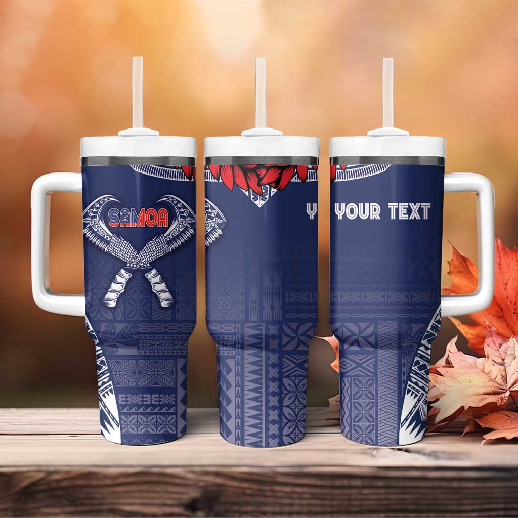 Personalized Talofa Samoa Tumbler With Handle Ulafala With Toa Nifo'oti - Blue