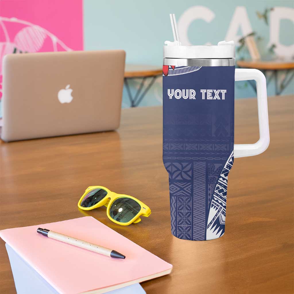Personalized Talofa Samoa Tumbler With Handle Ulafala With Toa Nifo'oti - Blue