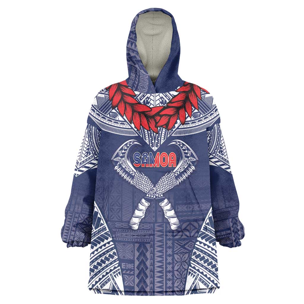 Personalized Talofa Samoa Wearable Blanket Hoodie Ulafala With Toa Nifo'oti - Blue