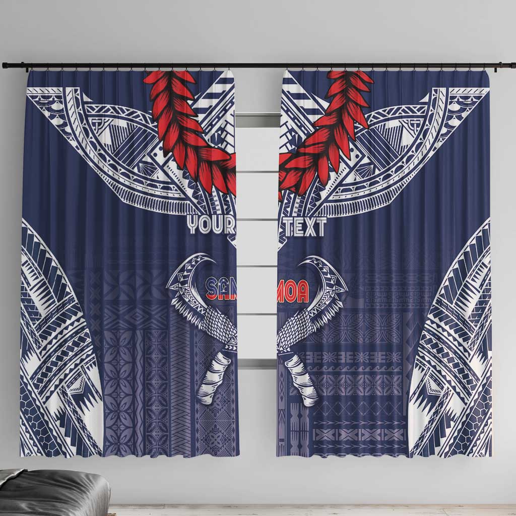 Personalized Talofa Samoa Window Curtain Ulafala With Toa Nifo'oti - Blue LT7 With Hooks Blue - Polynesian Pride