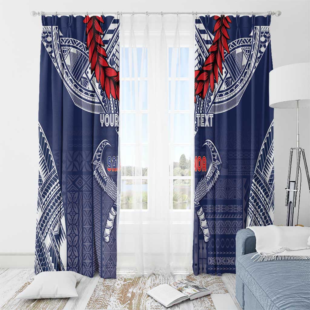 Personalized Talofa Samoa Window Curtain Ulafala With Toa Nifo'oti - Blue