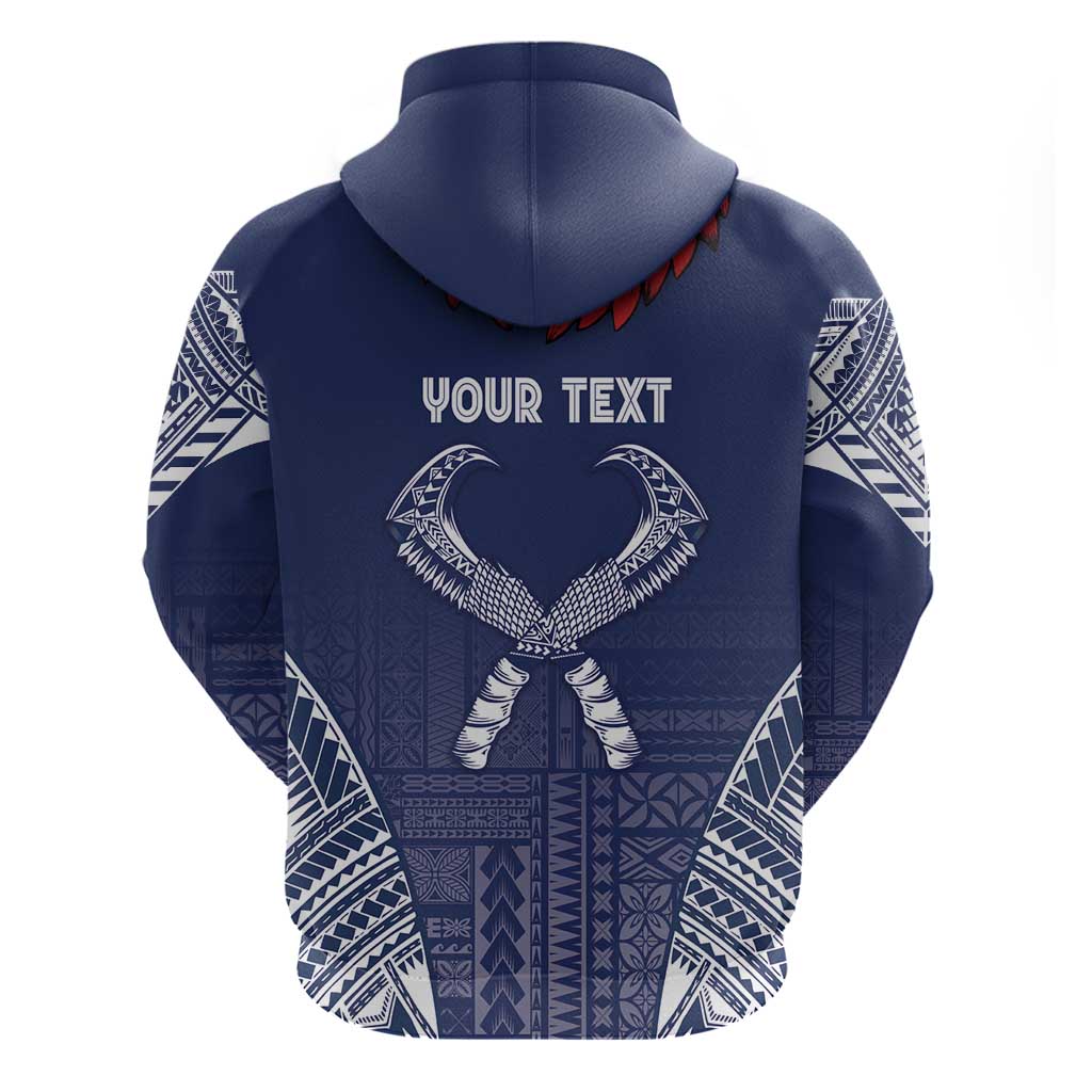 Personalized Talofa Samoa Zip Hoodie Ulafala With Toa Nifo'oti - Blue LT7 - Polynesian Pride