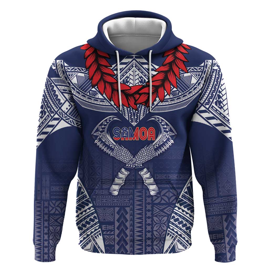 Personalized Talofa Samoa Zip Hoodie Ulafala With Toa Nifo'oti - Blue LT7 Pullover Hoodie Blue - Polynesian Pride