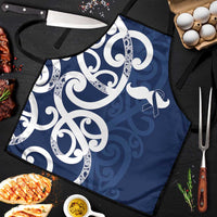New Zealand Maori Mo Bros Apron Blue Ribbon With Koru Kowhaiwhai - Polynesian Pride