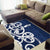 New Zealand Maori Mo Bros Area Rug Blue Ribbon With Koru Kowhaiwhai - Polynesian Pride