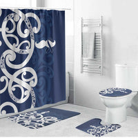 New Zealand Maori Mo Bros Bathroom Set Blue Ribbon With Koru Kowhaiwhai - Polynesian Pride