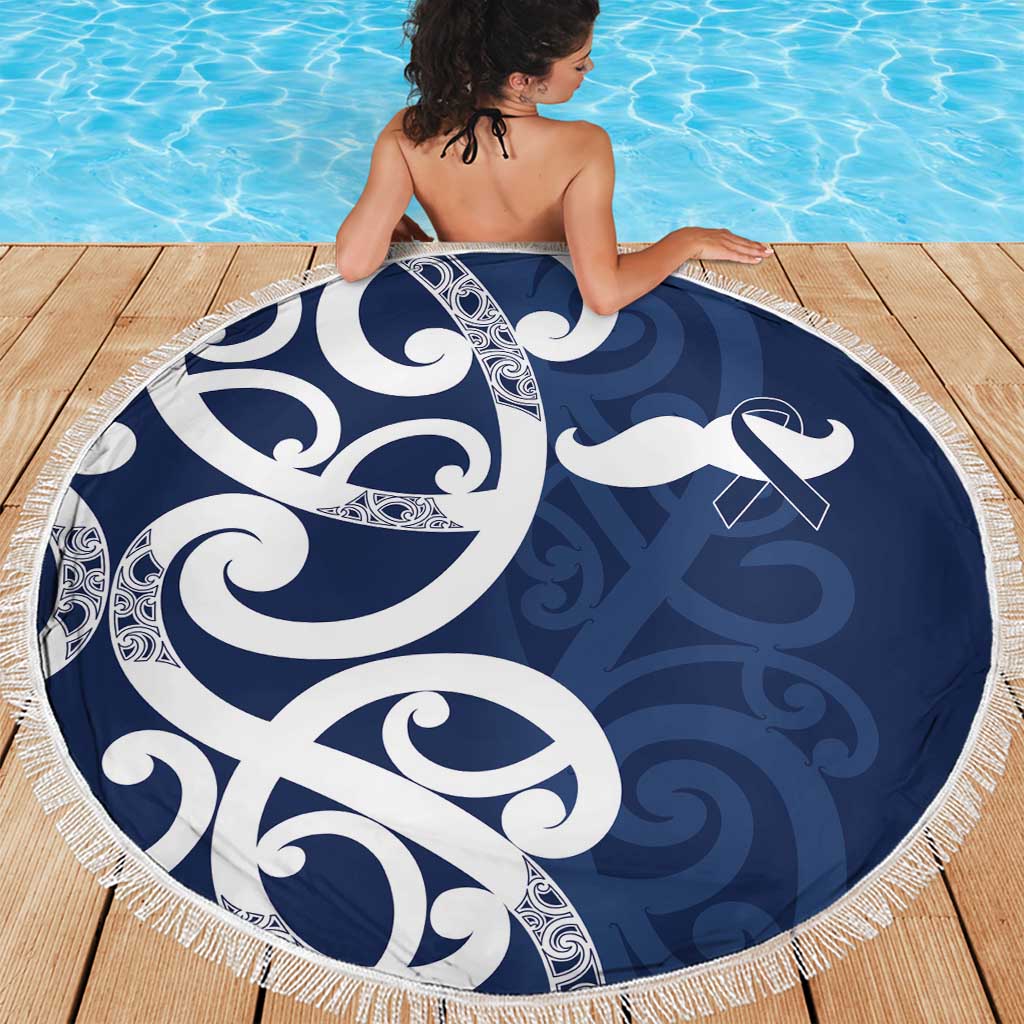 New Zealand Maori Mo Bros Beach Blanket Blue Ribbon With Koru Kowhaiwhai - Polynesian Pride