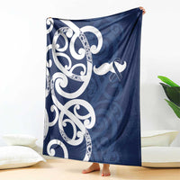 New Zealand Maori Mo Bros Blanket Blue Ribbon With Koru Kowhaiwhai - Polynesian Pride