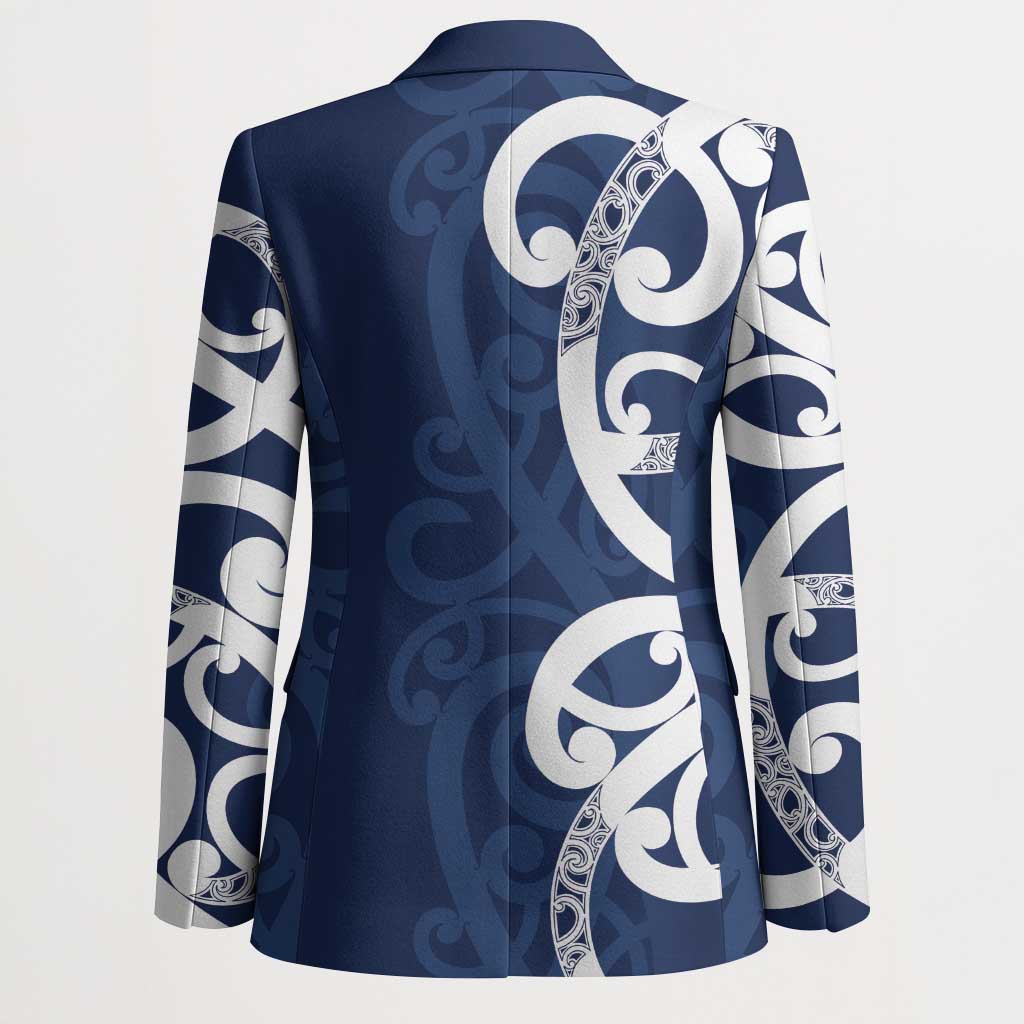 New Zealand Maori Mo Bros Blazer Blue Ribbon With Koru Kowhaiwhai - Polynesian Pride
