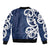 New Zealand Maori Mo Bros Bomber Jacket Blue Ribbon With Koru Kowhaiwhai - Polynesian Pride