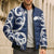 New Zealand Maori Mo Bros Bomber Puffer Jacket Blue Ribbon With Koru Kowhaiwhai - Polynesian Pride