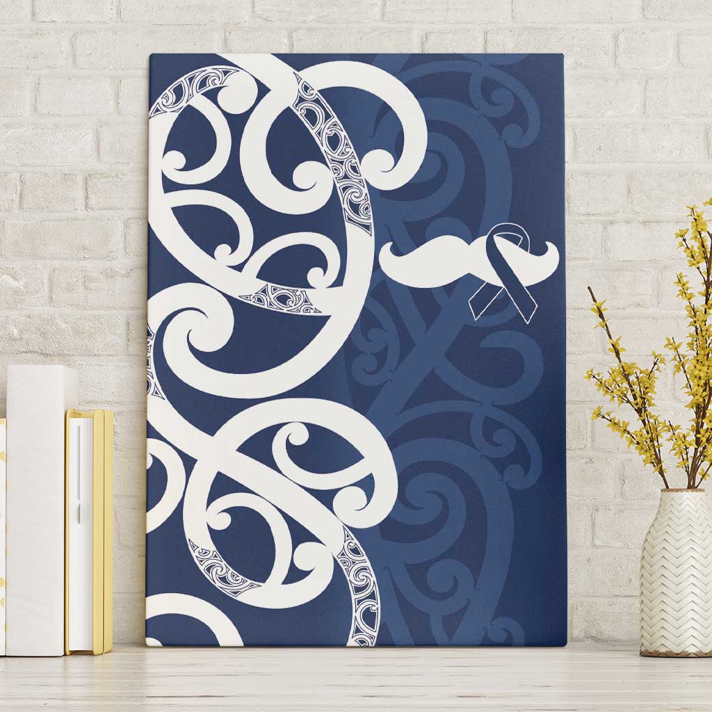 New Zealand Maori Mo Bros Canvas Wall Art Blue Ribbon With Koru Kowhaiwhai - Polynesian Pride