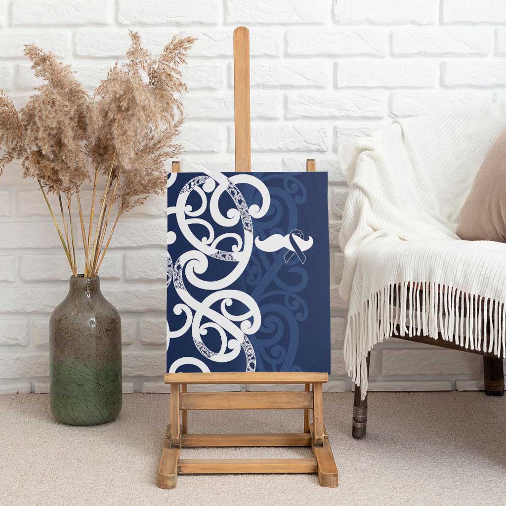 New Zealand Maori Mo Bros Canvas Wall Art Blue Ribbon With Koru Kowhaiwhai - Polynesian Pride