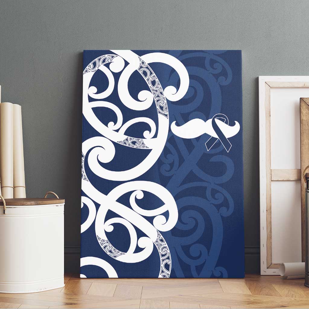 New Zealand Maori Mo Bros Canvas Wall Art Blue Ribbon With Koru Kowhaiwhai - Polynesian Pride