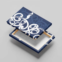 New Zealand Maori Mo Bros Canvas Wall Art Blue Ribbon With Koru Kowhaiwhai - Polynesian Pride