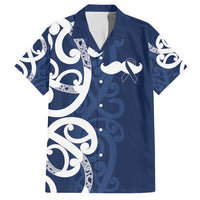 New Zealand Maori Mo Bros Hawaiian Shirt Blue Ribbon With Koru Kowhaiwhai - Polynesian Pride