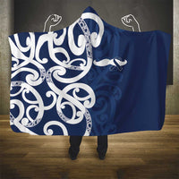 New Zealand Maori Mo Bros Hooded Blanket Blue Ribbon With Koru Kowhaiwhai - Polynesian Pride