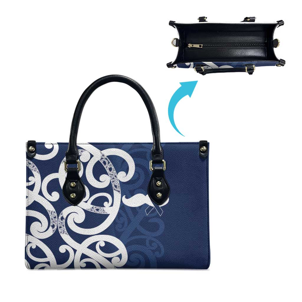 New Zealand Maori Mo Bros Leather Bag Blue Ribbon With Koru Kowhaiwhai - Polynesian Pride