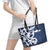 New Zealand Maori Mo Bros Leather Tote Bag Blue Ribbon With Koru Kowhaiwhai - Polynesian Pride