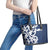 New Zealand Maori Mo Bros Leather Tote Bag Blue Ribbon With Koru Kowhaiwhai - Polynesian Pride