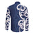 New Zealand Maori Mo Bros Long Sleeve Button Shirt Blue Ribbon With Koru Kowhaiwhai - Polynesian Pride
