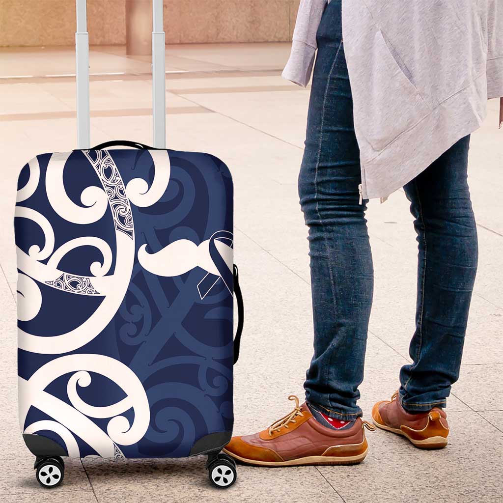 New Zealand Maori Mo Bros Luggage Cover Blue Ribbon With Koru Kowhaiwhai - Polynesian Pride