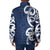 New Zealand Maori Mo Bros Padded Jacket Blue Ribbon With Koru Kowhaiwhai - Polynesian Pride