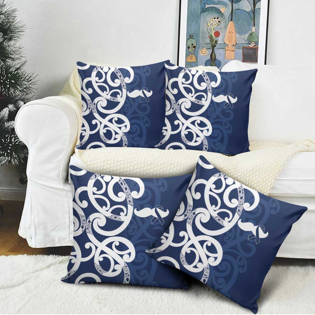 New Zealand Maori Mo Bros Pillow Cover Blue Ribbon With Koru Kowhaiwhai - Polynesian Pride