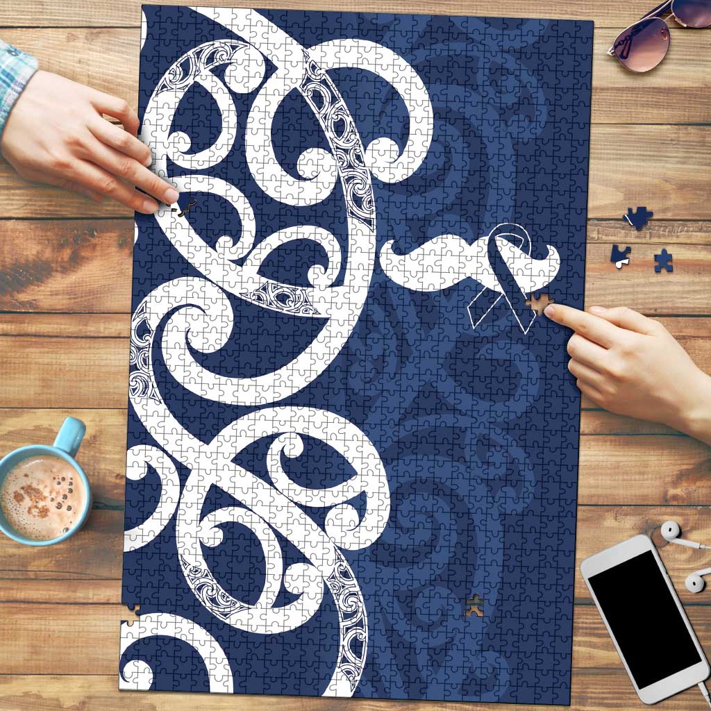 New Zealand Maori Mo Bros Puzzle Blue Ribbon With Koru Kowhaiwhai - Polynesian Pride