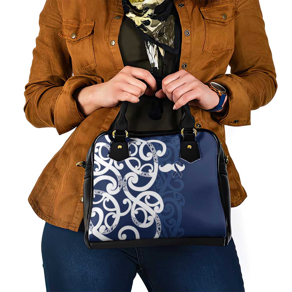New Zealand Maori Mo Bros Shoulder Handbag Blue Ribbon With Koru Kowhaiwhai - Polynesian Pride