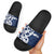 New Zealand Maori Mo Bros Slide Sandals Blue Ribbon With Koru Kowhaiwhai - Polynesian Pride