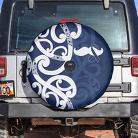 New Zealand Maori Mo Bros Spare Tire Cover Blue Ribbon With Koru Kowhaiwhai - Polynesian Pride