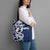 New Zealand Maori Mo Bros Tote Bag Blue Ribbon With Koru Kowhaiwhai - Polynesian Pride