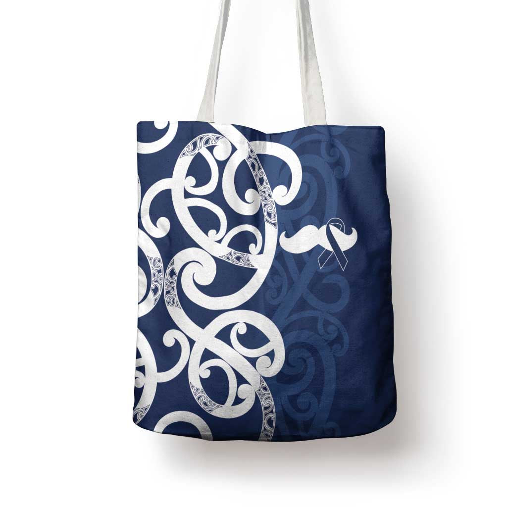 New Zealand Maori Mo Bros Tote Bag Blue Ribbon With Koru Kowhaiwhai - Polynesian Pride