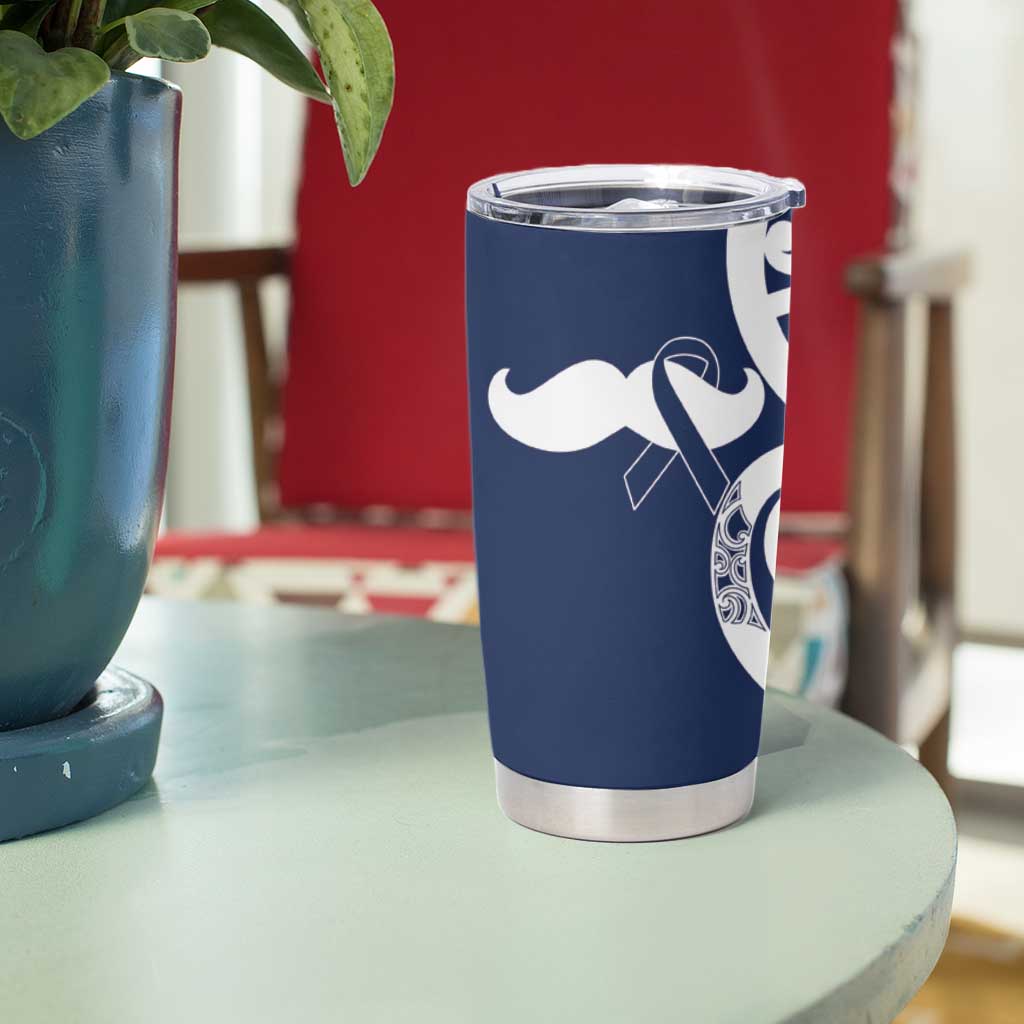 New Zealand Maori Mo Bros Tumbler Cup Blue Ribbon With Koru Kowhaiwhai - Polynesian Pride