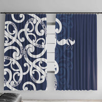 New Zealand Maori Mo Bros Window Curtain Blue Ribbon With Koru Kowhaiwhai - Polynesian Pride