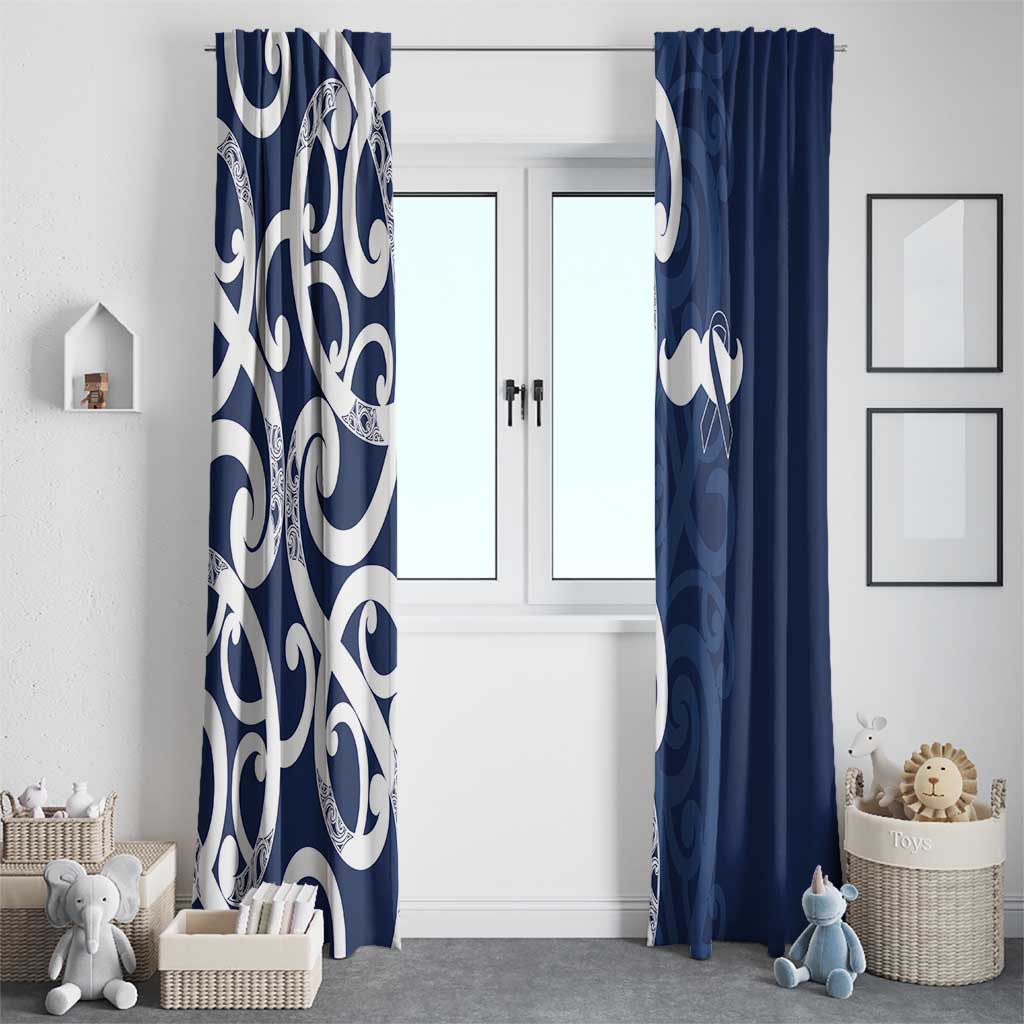 New Zealand Maori Mo Bros Window Curtain Blue Ribbon With Koru Kowhaiwhai - Polynesian Pride