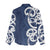 New Zealand Maori Mo Bros Women Casual Shirt Blue Ribbon With Koru Kowhaiwhai - Polynesian Pride
