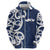 New Zealand Maori Mo Bros Zip Hoodie Blue Ribbon With Koru Kowhaiwhai - Polynesian Pride