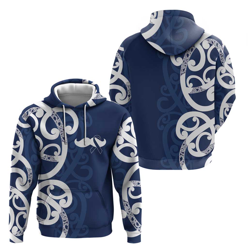 New Zealand Maori Mo Bros Zip Hoodie Blue Ribbon With Koru Kowhaiwhai - Polynesian Pride
