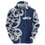 New Zealand Maori Mo Bros Zip Hoodie Blue Ribbon With Koru Kowhaiwhai - Polynesian Pride