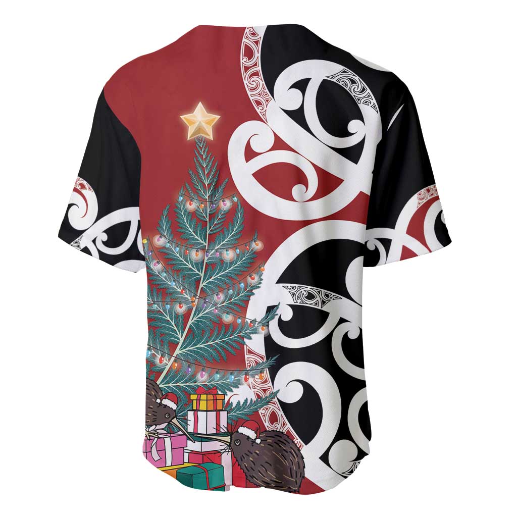 New Zealand Silver Fern Christmas Tree Baseball Jersey Meri Kirihimete - Polynesian Pride