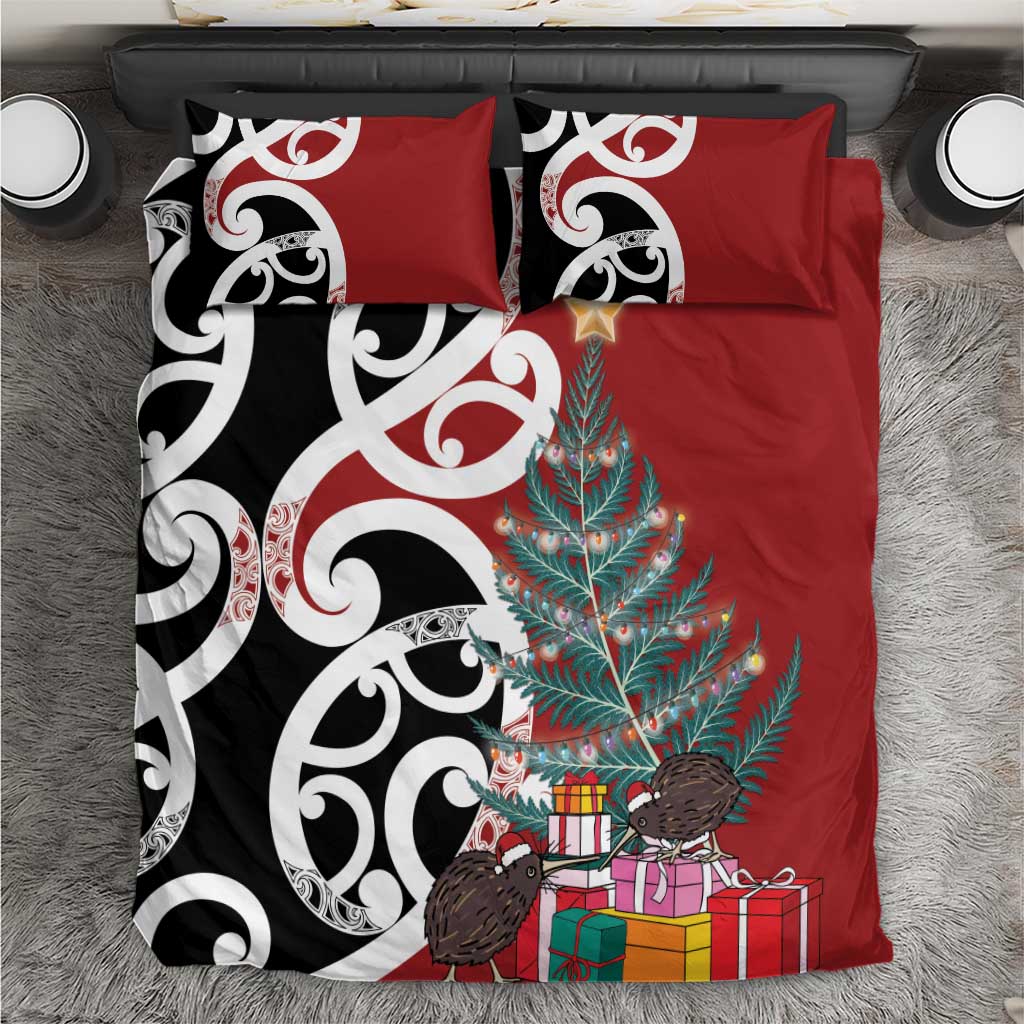 New Zealand Silver Fern Christmas Tree Bedding Set Meri Kirihimete - Polynesian Pride