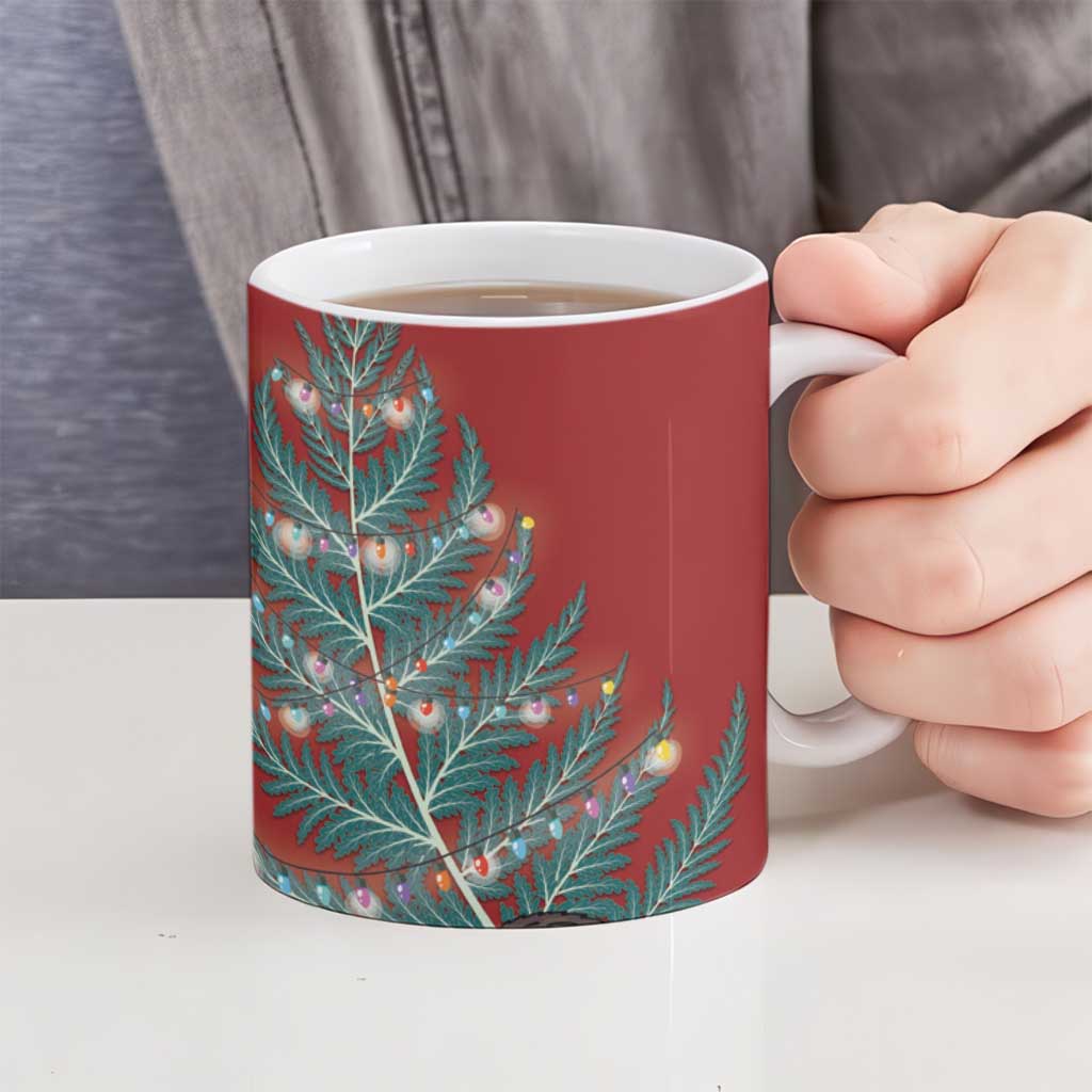 New Zealand Silver Fern Christmas Tree Ceramic Mug Meri Kirihimete - Polynesian Pride