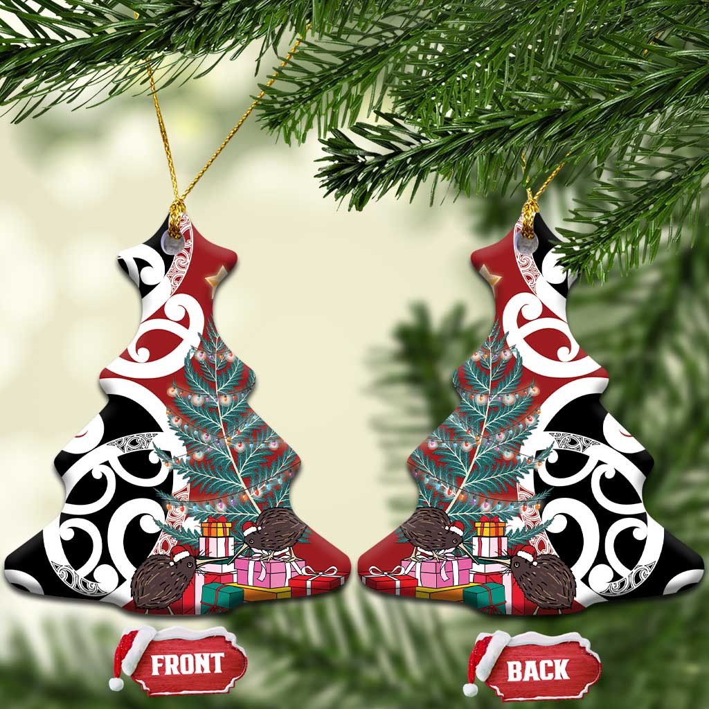 New Zealand Silver Fern Christmas Tree Ceramic Ornament Meri Kirihimete - Polynesian Pride