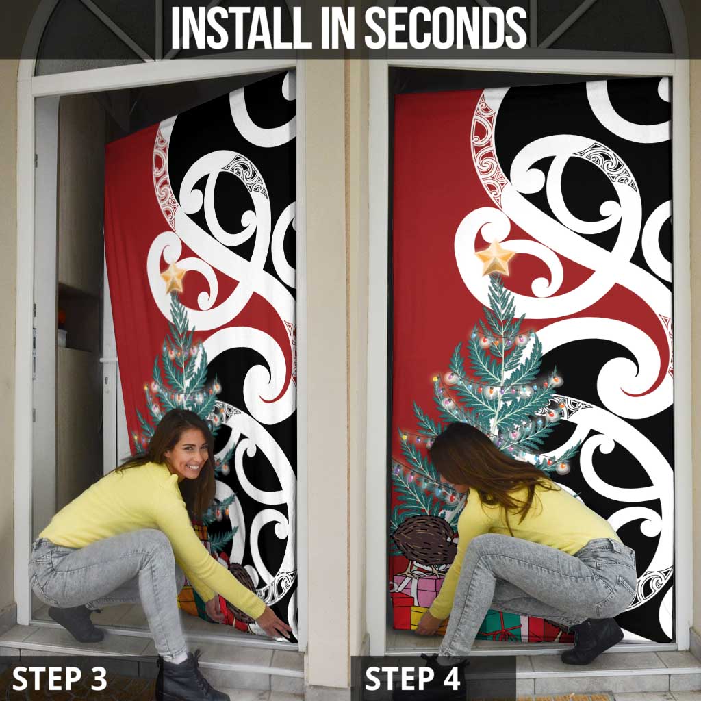 New Zealand Silver Fern Christmas Tree Door Cover Meri Kirihimete - Polynesian Pride